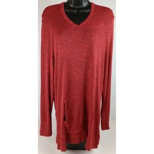 Ultra Teeze Women's 1X Lightweight Maroon Red Black Heather Hoodie Sweater